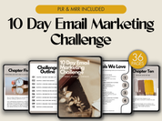 Cover image for the 10 Day Email Marketing Challenge showing the title and an outline of chapters.