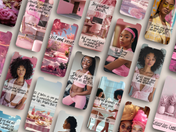 Additional preview of the 100 Pink Positive Affirmations Instagram Story templates, highlighting various positive affirmations and vibrant pink visuals.