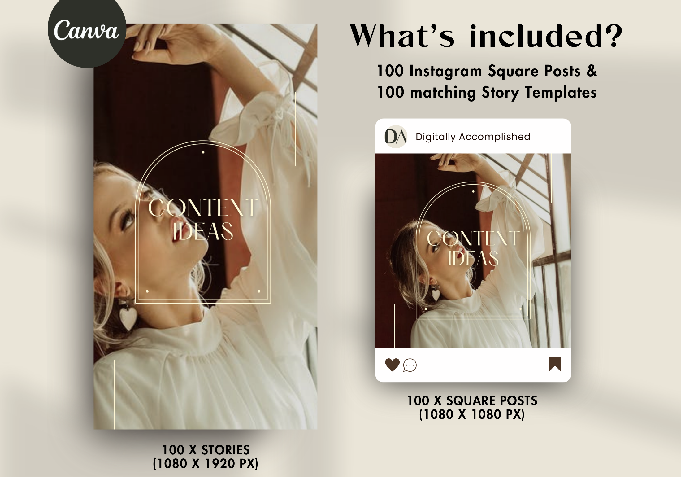  Highlight of Instagram story and post template set, emphasizing content ideas with a focus on clean and sophisticated designs.