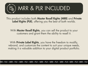 Details on the Master Resell Rights (MRR) and Private Label Rights (PLR) included with the 130 Stock Images Dark Aesthetic collection.