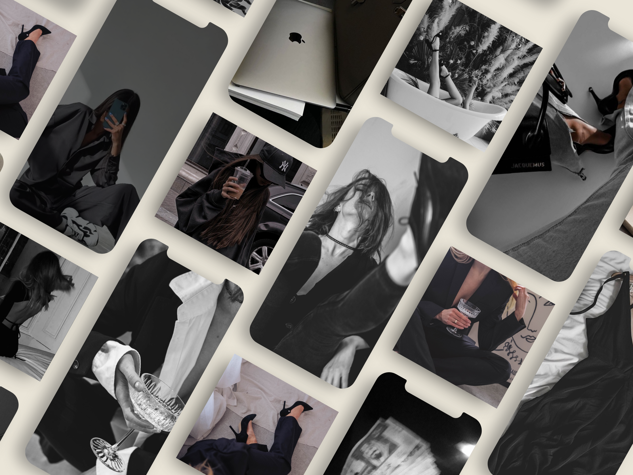 Additional preview showcasing more Instagram story and post images from the 130 Stock Images Dark Aesthetic collection, emphasizing the dark and elegant theme.