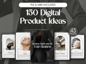 Cover image for the 150 Digital Product Ideas for Your Business, showcasing the various categories included in the guide.