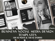 Elegant cover image showcasing the 200 Business Social Media Design Templates with a professional and modern aesthetic.