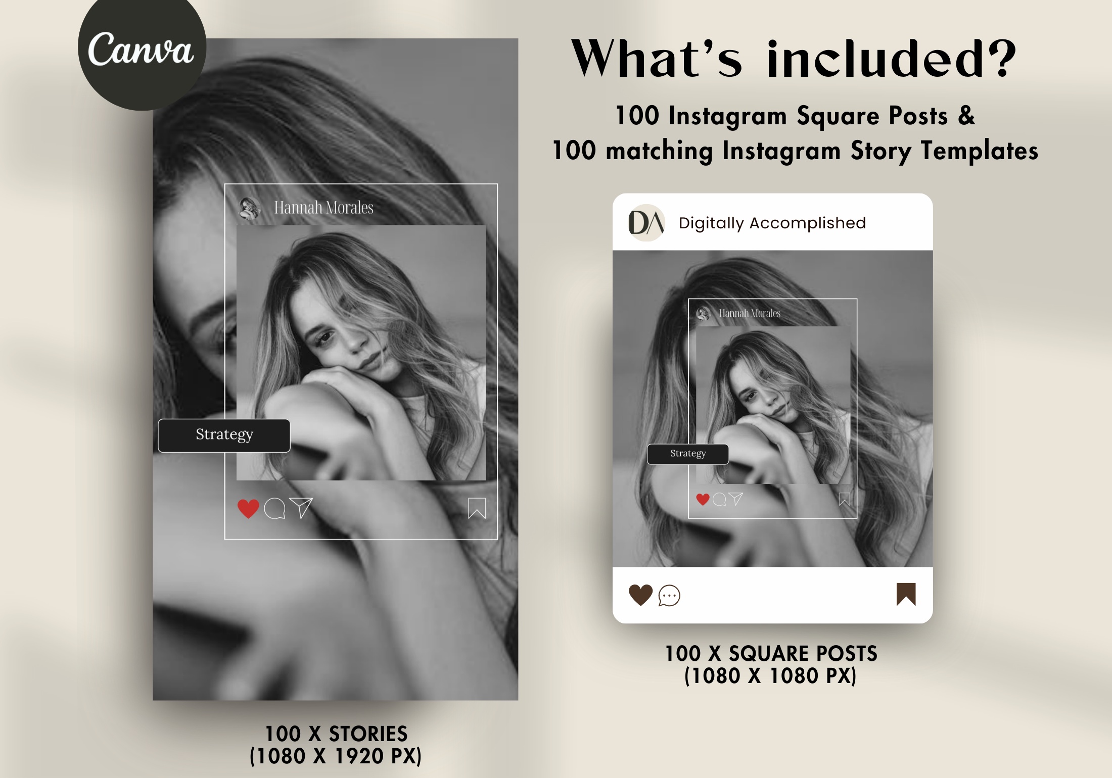 Preview image displaying a variety of Instagram post and story templates included in the 200 Business Social Media Design Templates package.