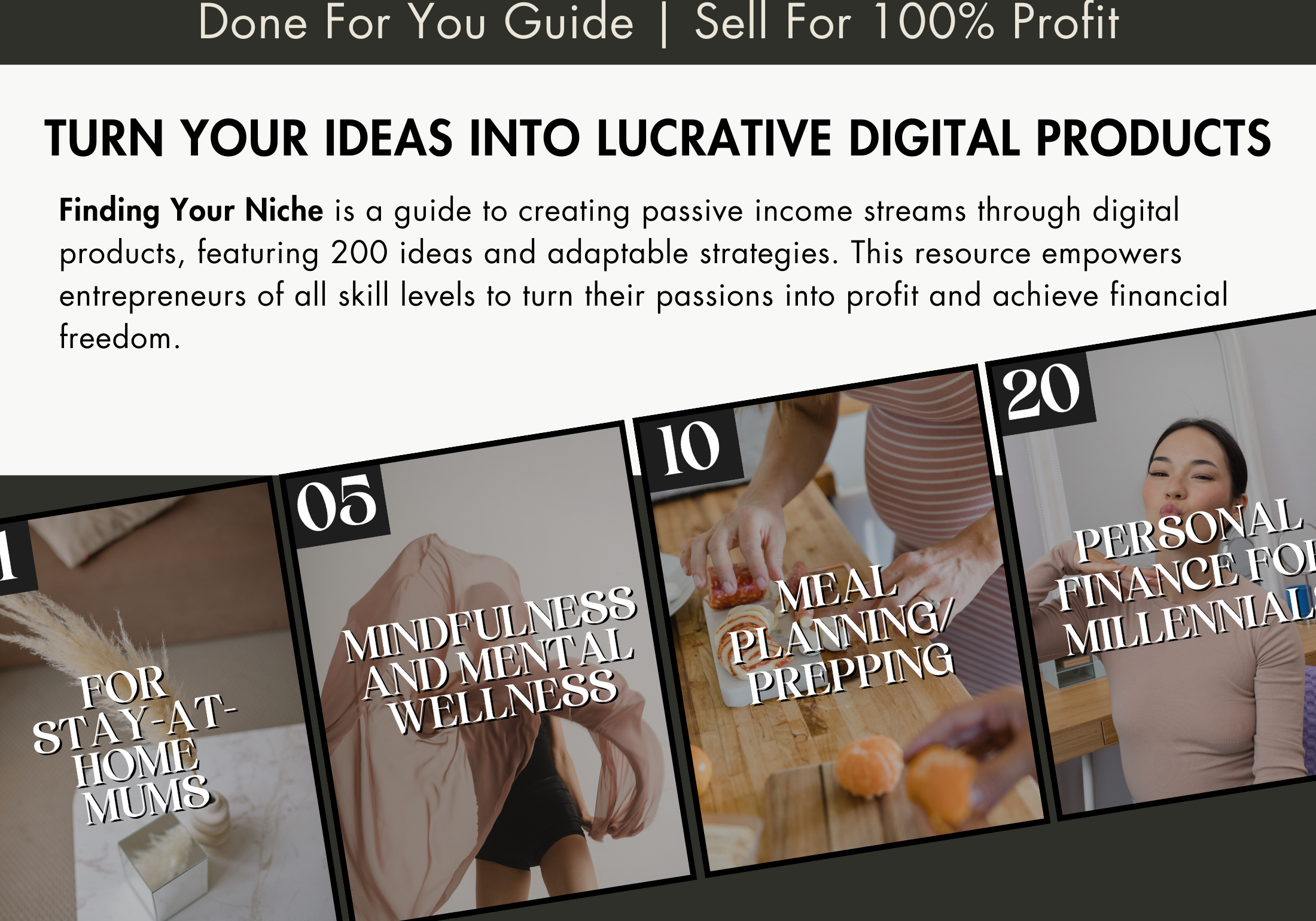 Promotional image showcasing the versatility of the 200 Digital Product Ideas for Finding Your Niche guide for different target audiences.