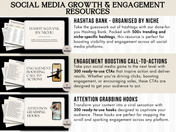 Additional social media growth and engagement resources, including hashtag banks, call-to-action prompts, and attention-grabbing hooks. Digitally Accomplished