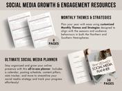Monthly themes, strategies, and an all-in-one social media planner for streamlined growth and content organization.