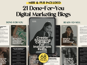 Cover Image for 21 Done-For-You Digital Marketing Blogs - MRR & PLR Included, Create Engaging Content for Instagram Reels