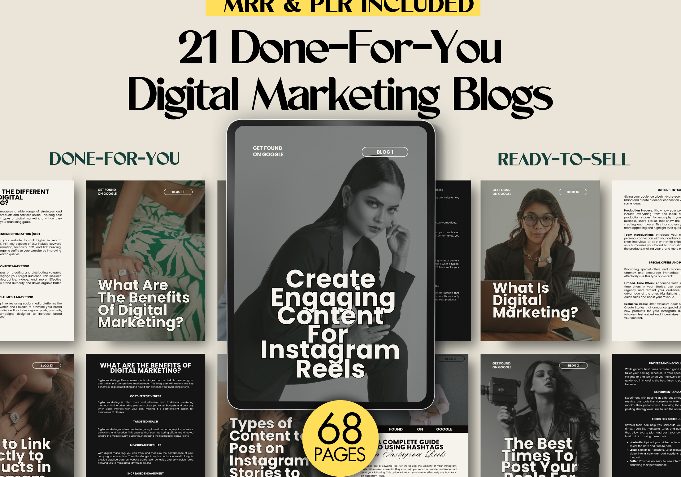 Cover Image for 21 Done-For-You Digital Marketing Blogs - MRR & PLR Included, Create Engaging Content for Instagram Reels