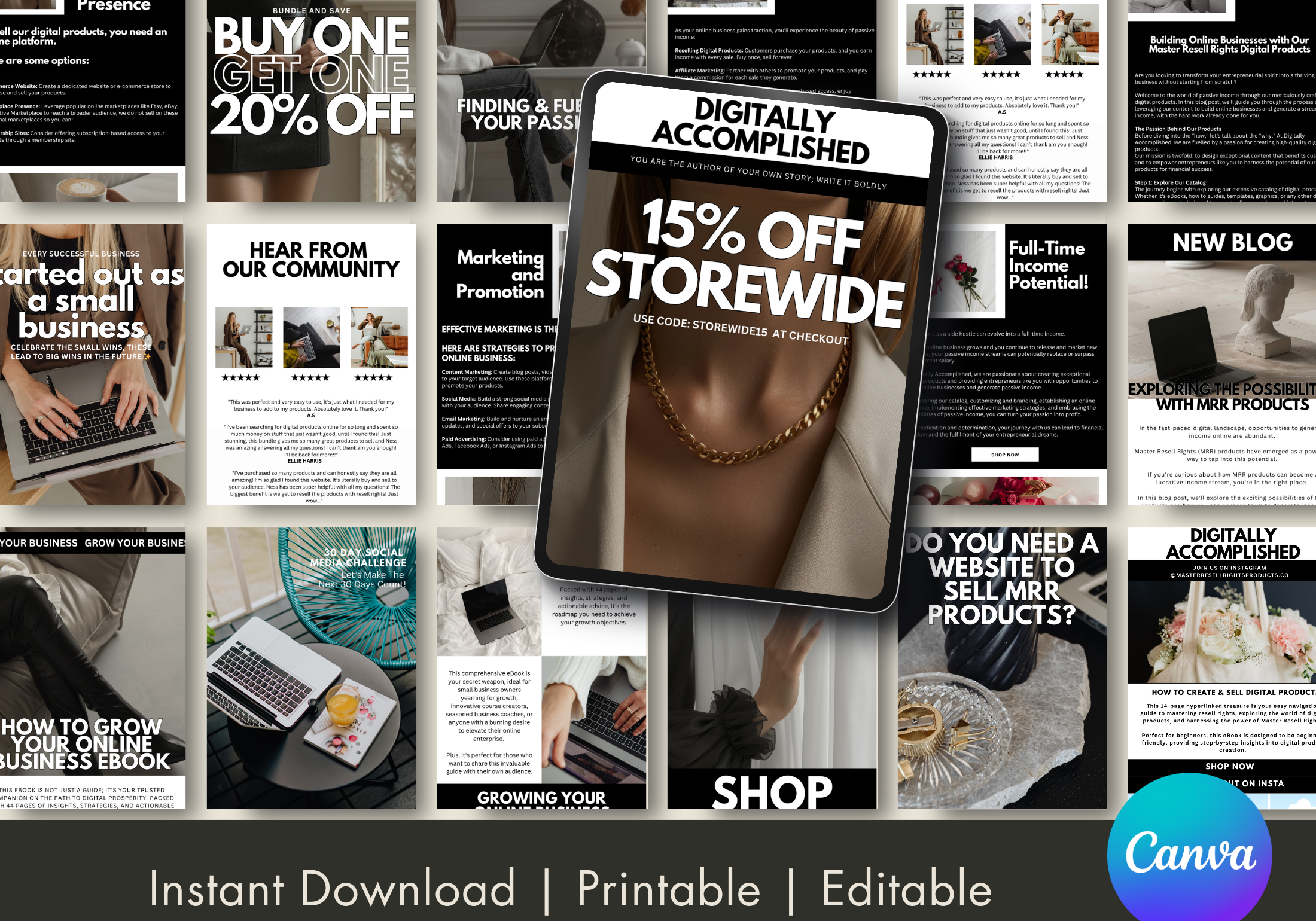 Layout showcasing the email templates included in the 25 DFY Email Marketing Campaigns, demonstrating the variety and customization options available.