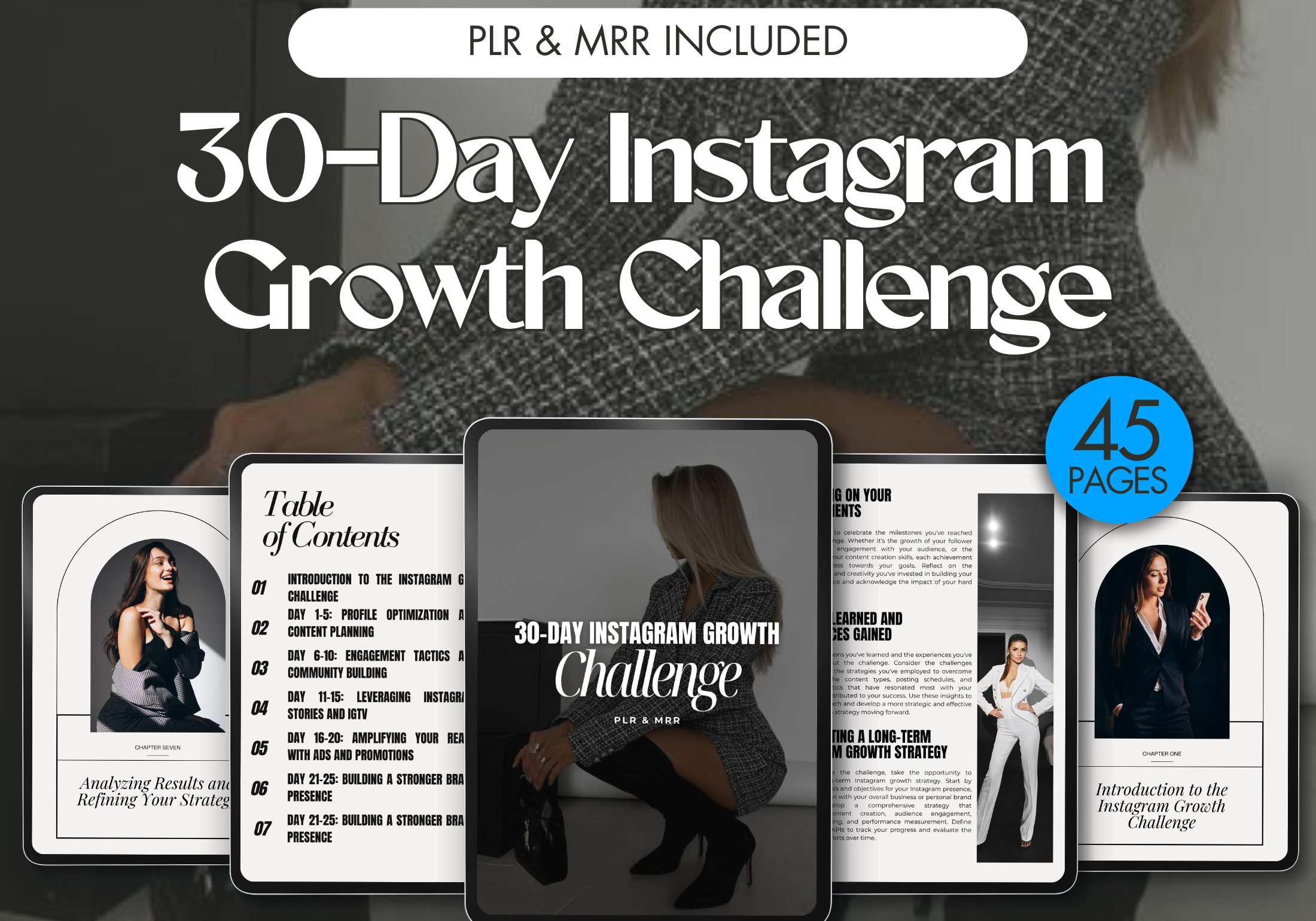 Cover image for the 30 Day Instagram Growth Challenge With MRR, highlighting the various strategies and tactics included in the guide.