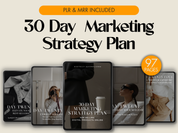 Cover image for the 30 Day Marketing Strategy Plan, highlighting the strategies for selling digital products online.