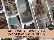 Cover image showcasing a collection of 50 positive mindset and encouragement Instagram reels, featuring motivational quotes and uplifting messages.