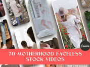 Cover image showcasing the 70 Motherhood Faceless Stock Videos, highlighting various moments of motherhood.