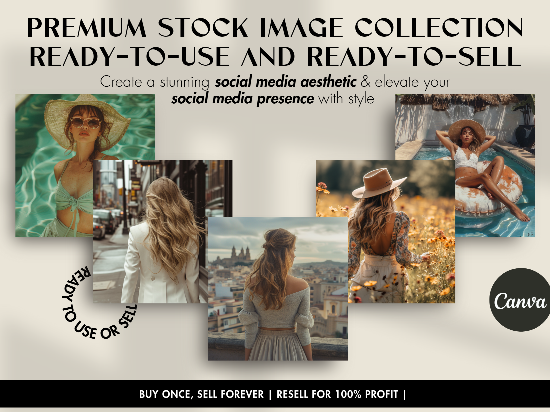 Mockup showcasing the premium stock image collection, ready-to-use and ready-to-sell, ideal for elevating social media presence with style.