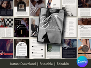 Preview of the Millie Bold & Luxury Design eBook & Workbook pages showing design layouts and content examples.