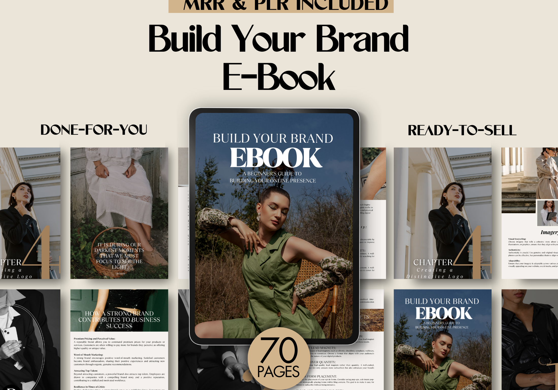 Overview image of the "Build Your Brand EBook," showcasing a professional guide to building a strong digital presence, featuring multiple pages and a modern design.