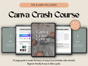 Canva Crash Course Cover Page - A 55-page guide to mastering Canva for beginners with PLR and MRR included