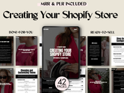 Product cover image showcasing the eBook titled "Creating Your Shopify Store" with various pages displayed in the background.