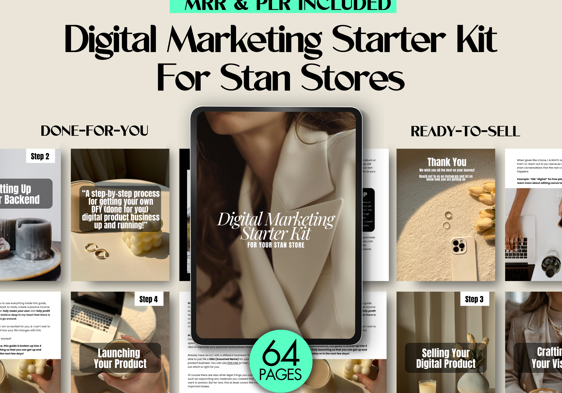 Digital Marketing Starter Kit for Stan Stores - 64-Page Guide Cover with MRR and PLR Included