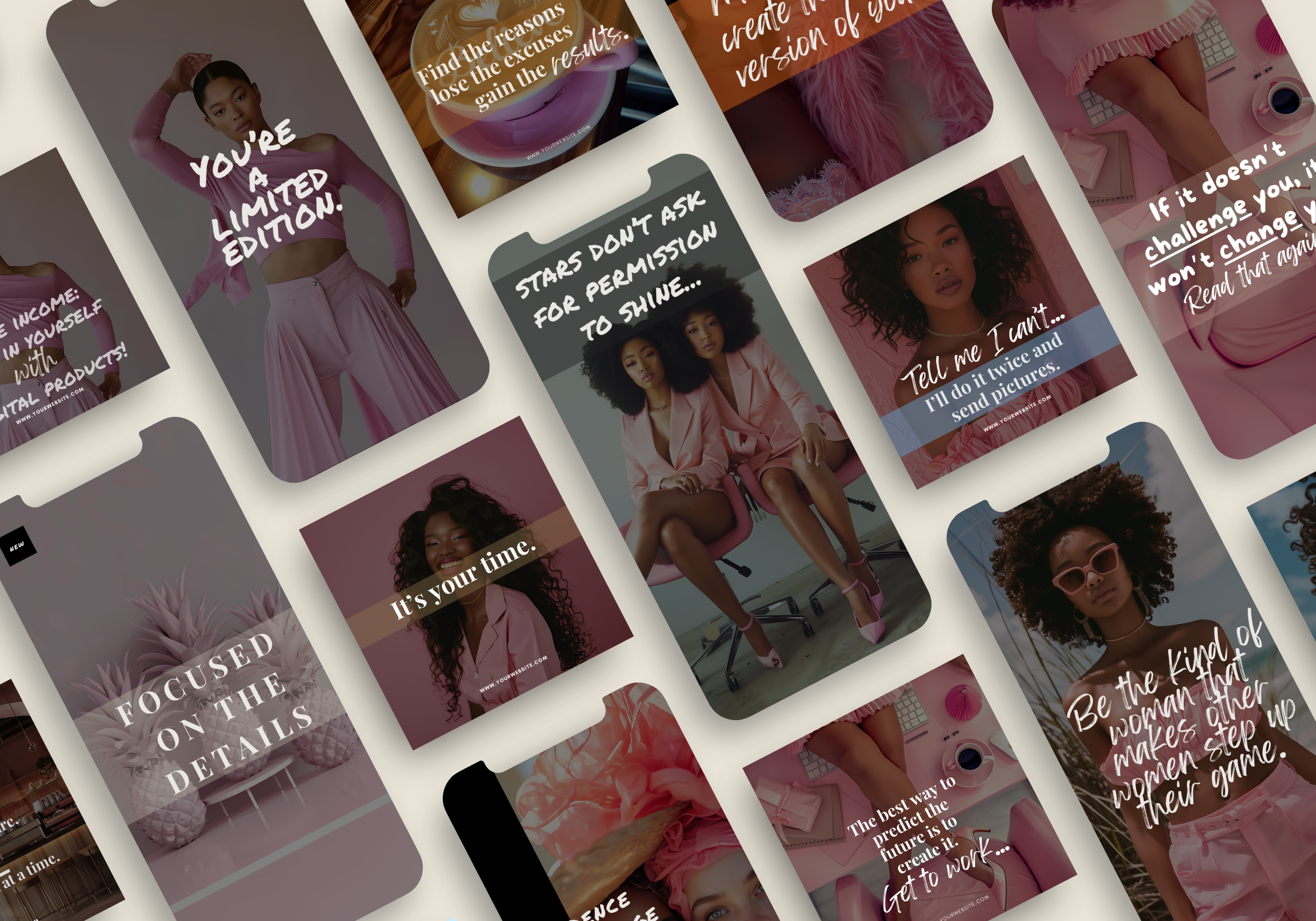 Preview of Empowering Women Social Media Templates - Inspirational and Motivational Instagram Story and Post Designs