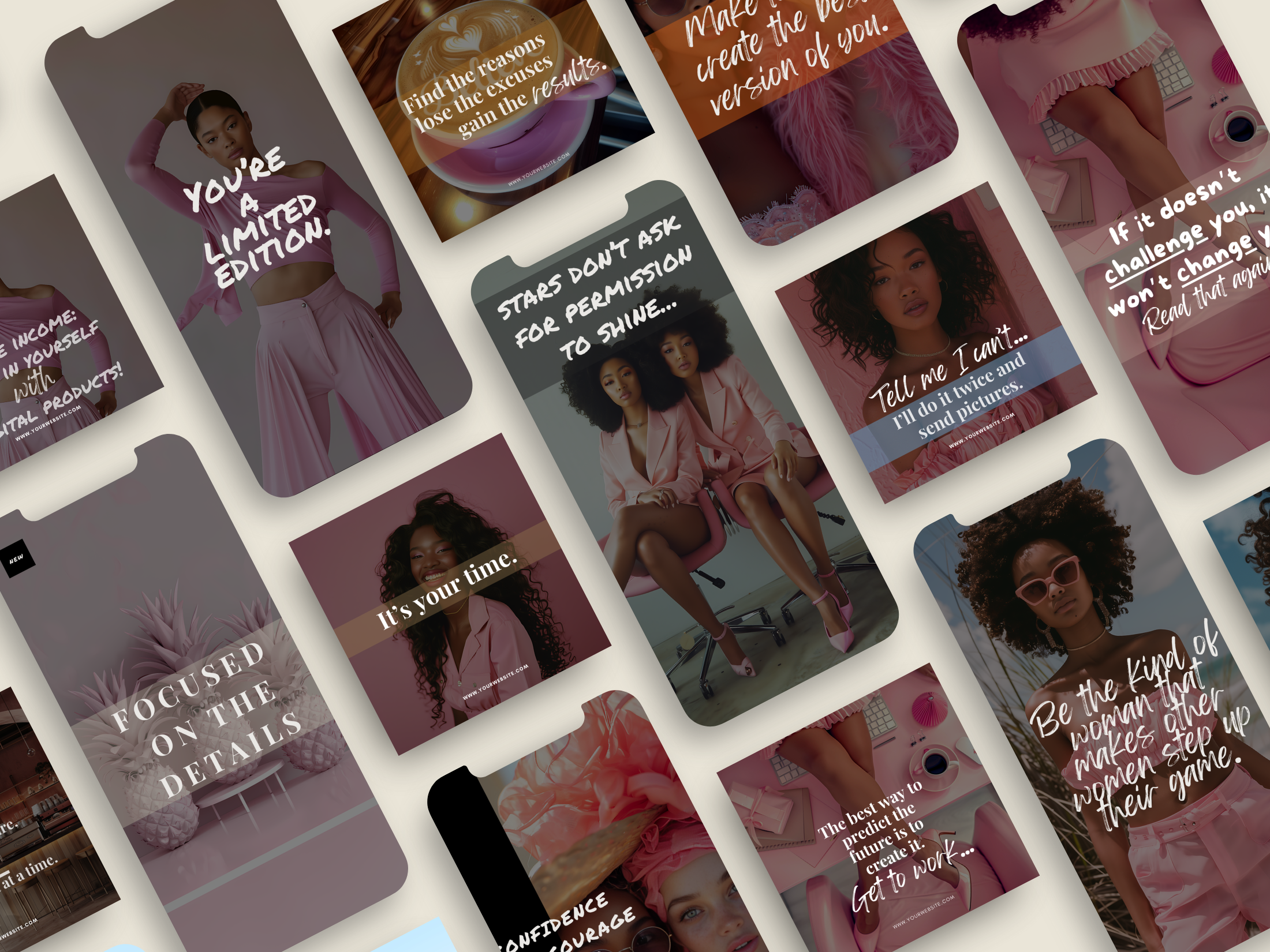 Preview of Empowering Women Social Media Templates - Inspirational and Motivational Instagram Story and Post Designs