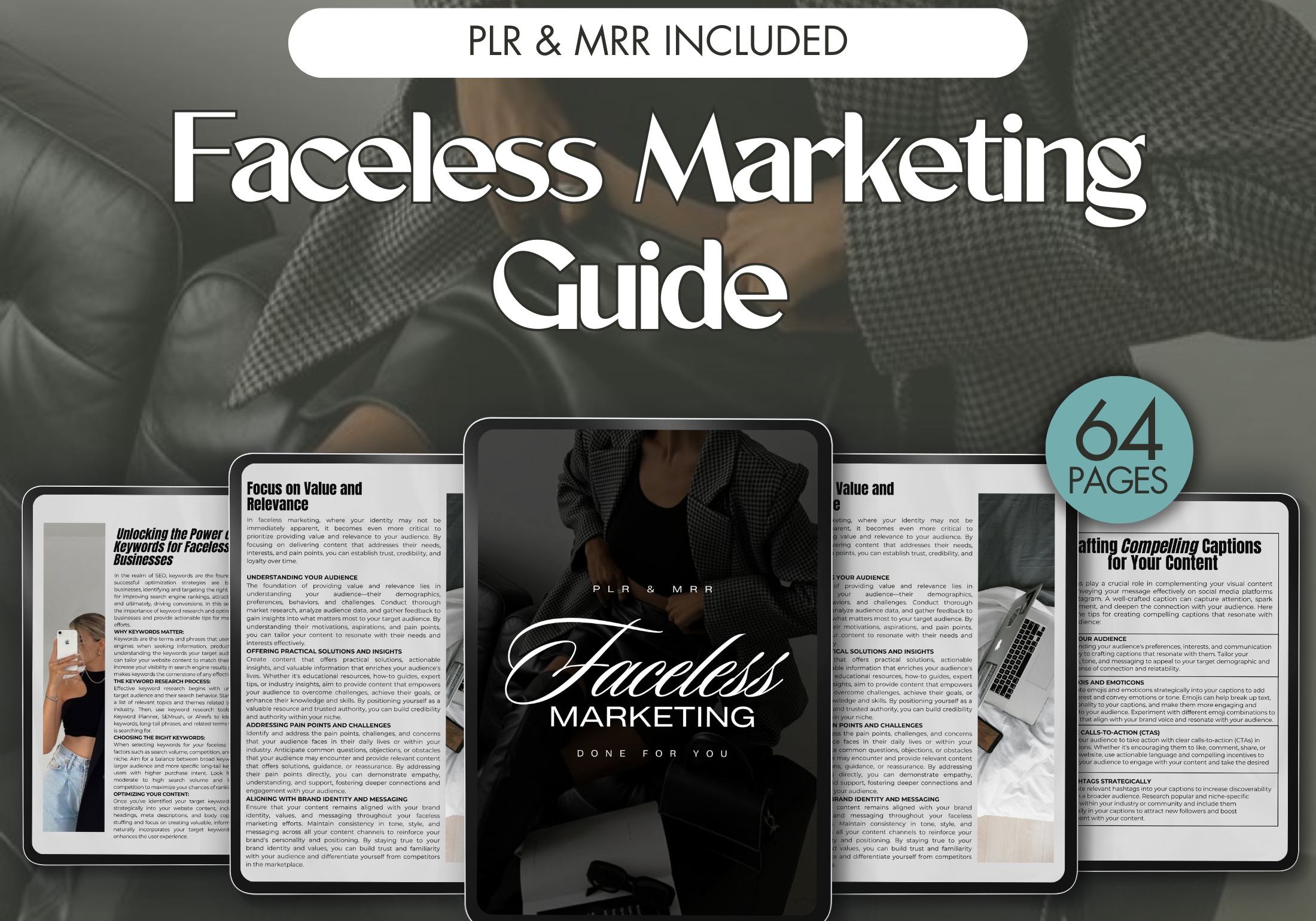 Cover of Faceless Marketing Guide - 64 Pages of Practical Strategies for Anonymity in Marketing, PLR & MRR Included