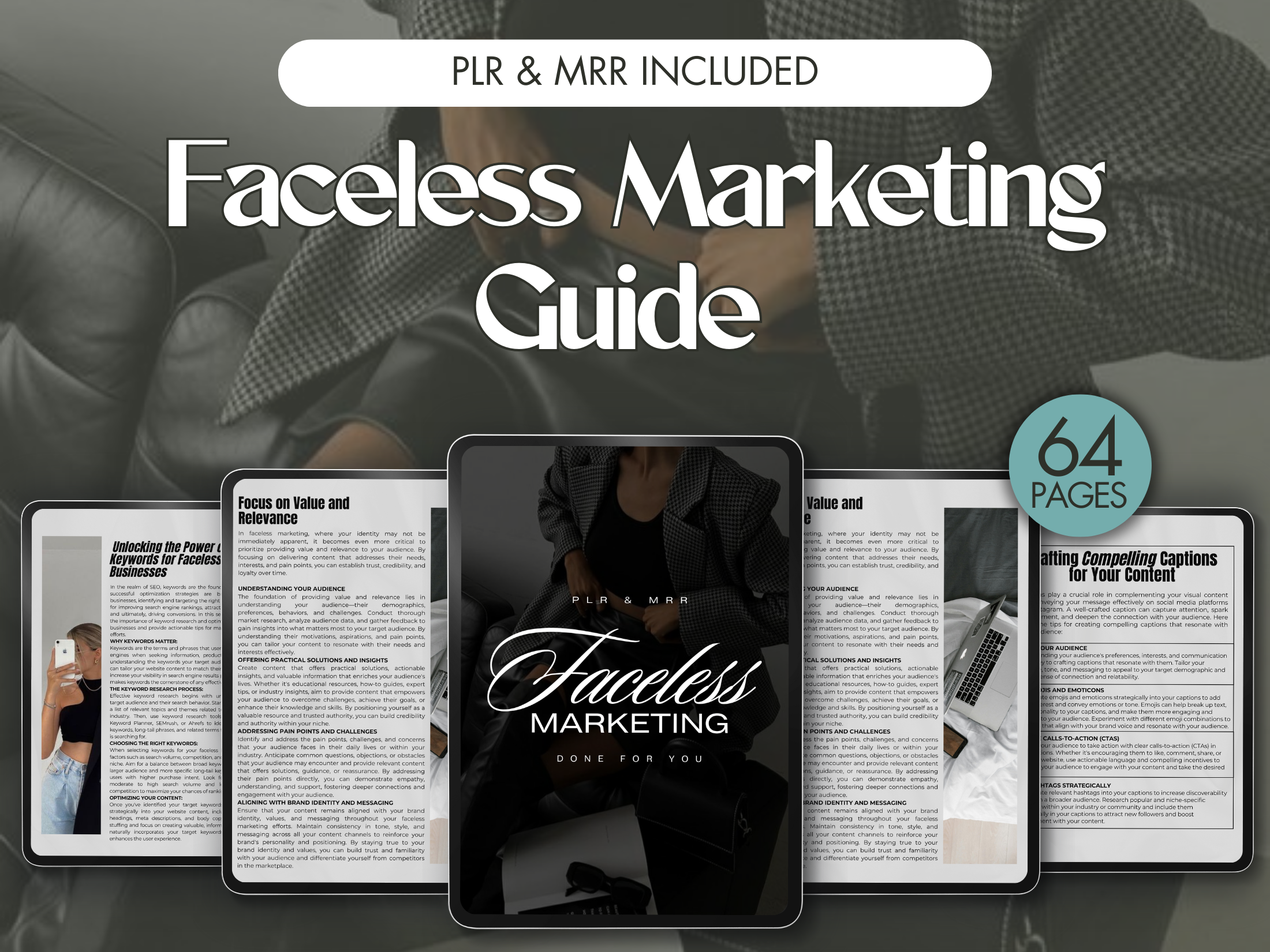 Cover of Faceless Marketing Guide - 64 Pages of Practical Strategies for Anonymity in Marketing, PLR & MRR Included