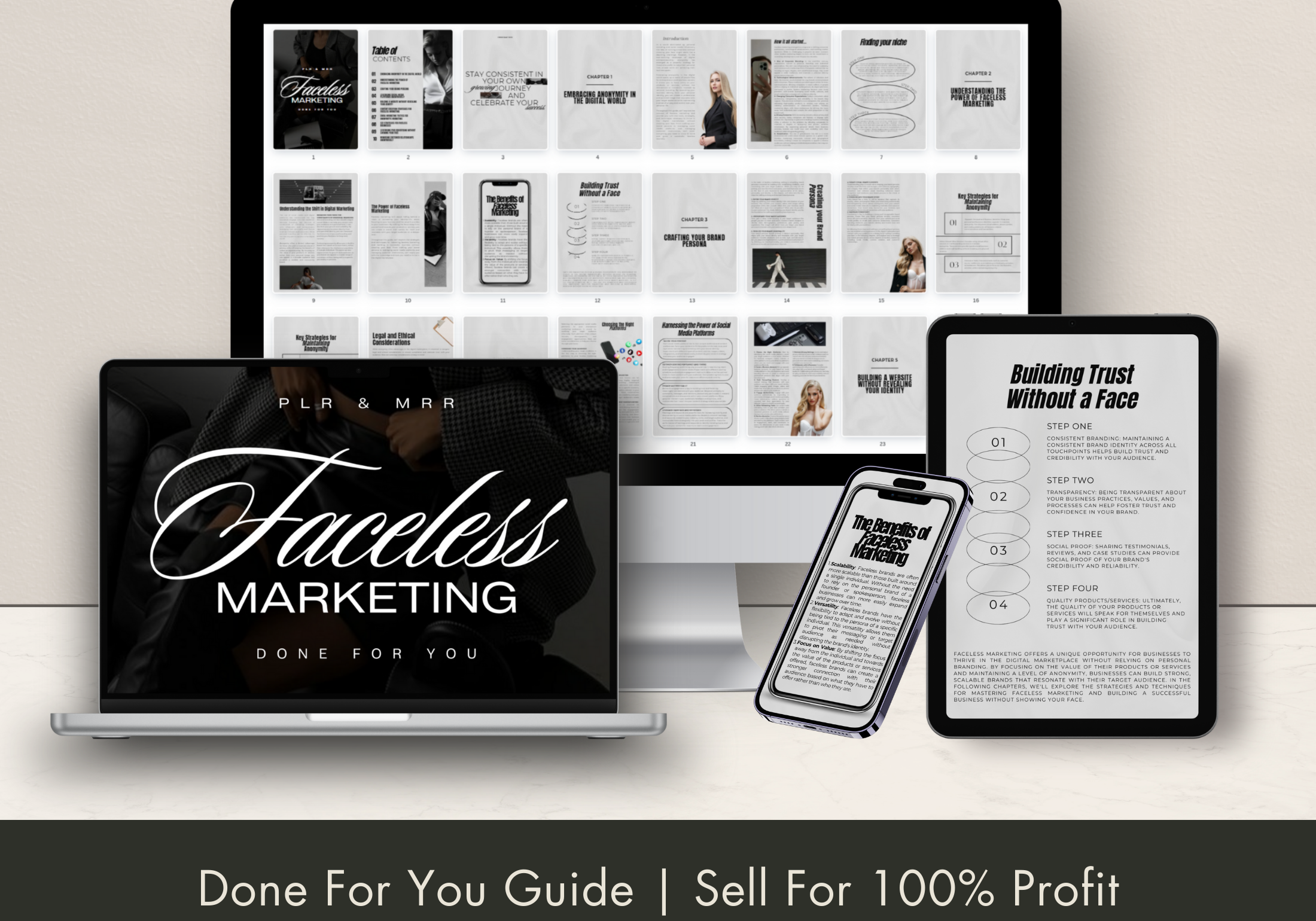 Preview of Faceless Marketing Guide - Key Chapters on Leveraging Social Media Anonymously and Crafting a Strong Brand Persona