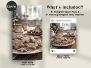 What’s included in Festive Snowfall AI Stock Images: 81 Instagram square posts and matching Instagram story templates for seasonal content creation