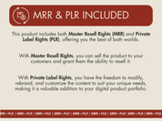 Explanation of MRR and PLR included with Festive Snowfall AI Stock Images, highlighting resell rights and customization freedom.