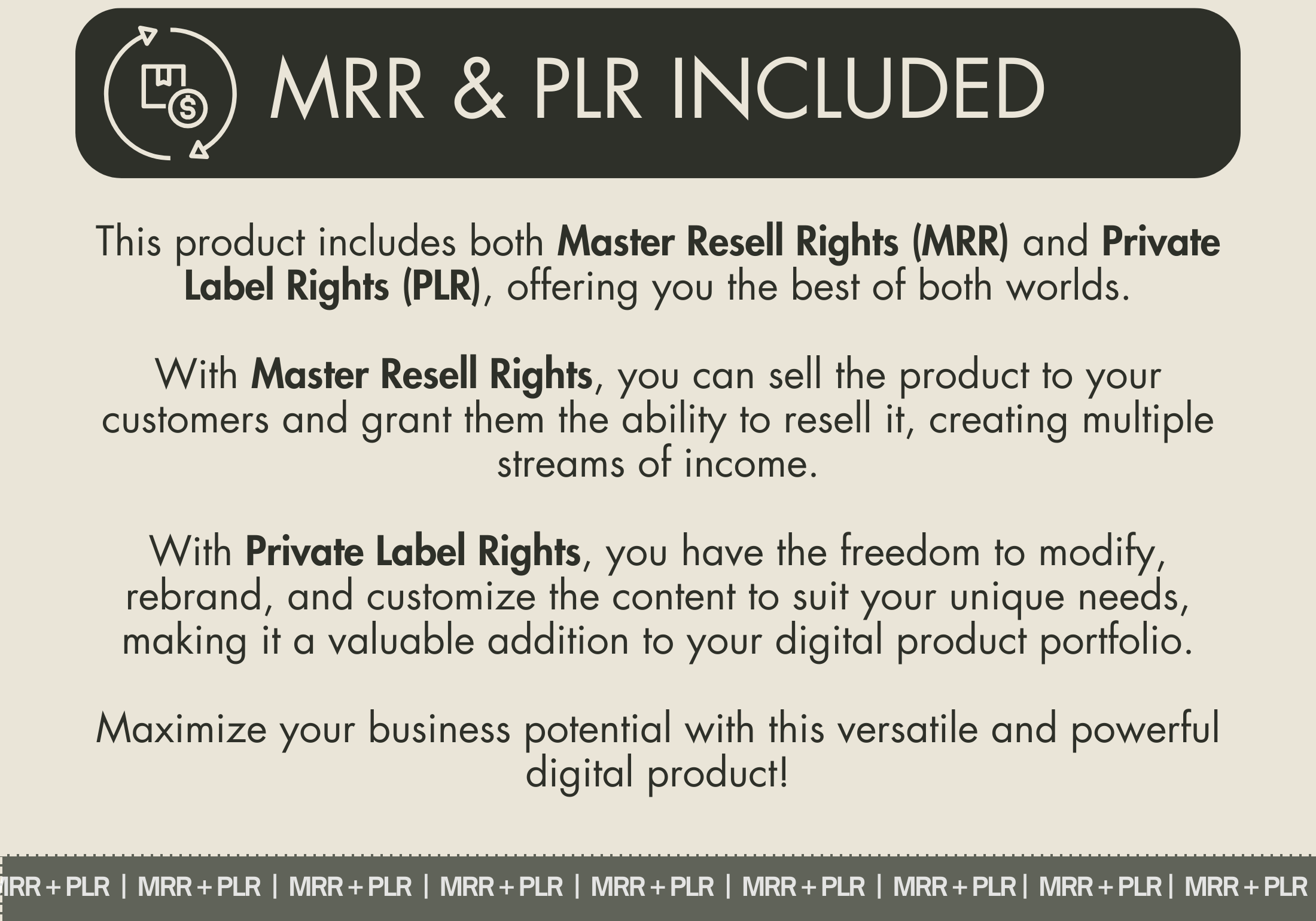 Image detailing the MRR and PLR rights included with the "How To Start An Online Business" guide, perfect for reselling or rebranding purposes.