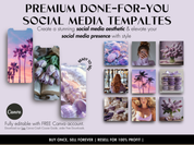 Premium social media templates with soothing purple themes, ready for marketing and branding.