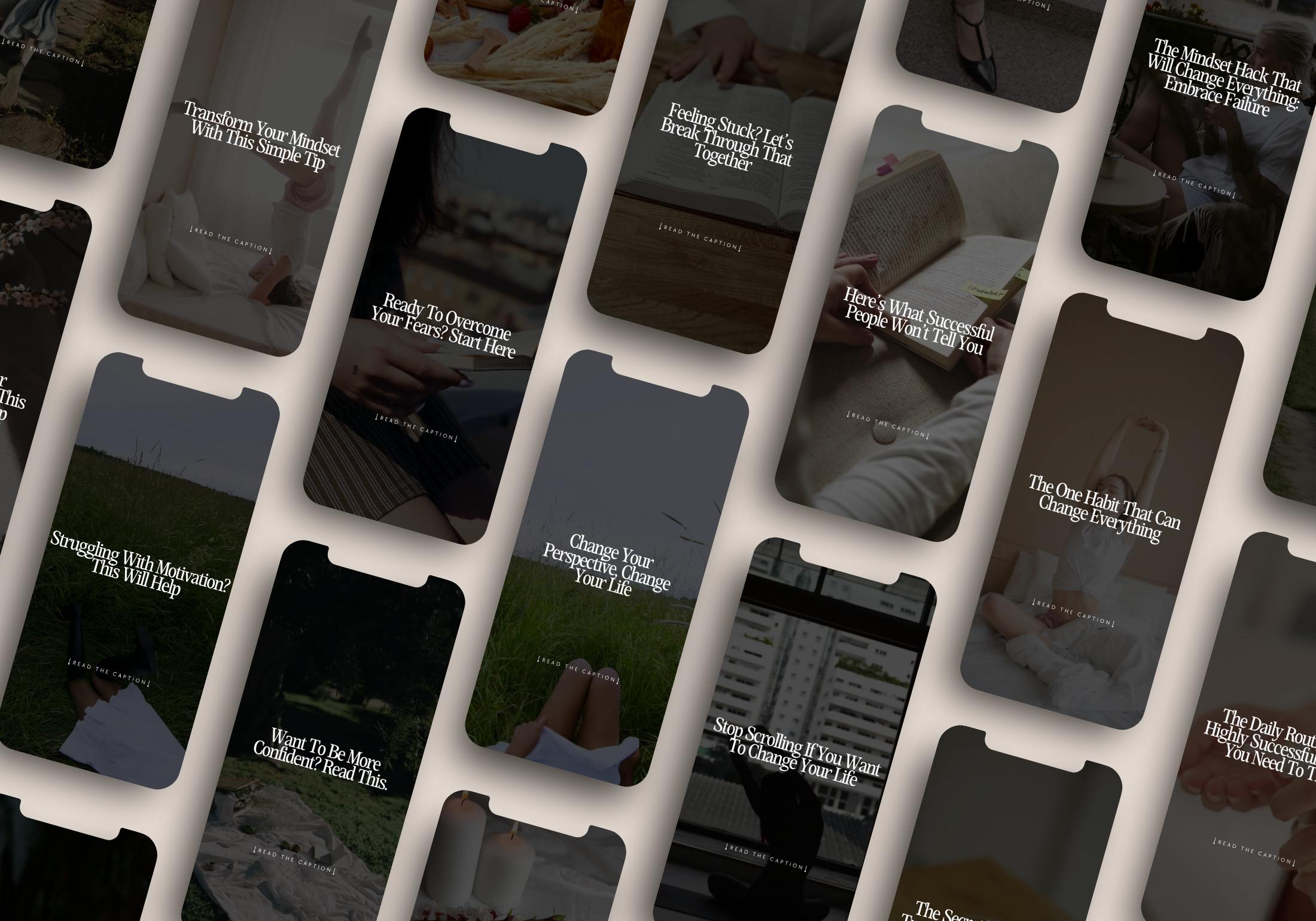 Preview of the Life & Mindset Reels collection, showcasing motivational and mindset-focused reel designs oh instagram.