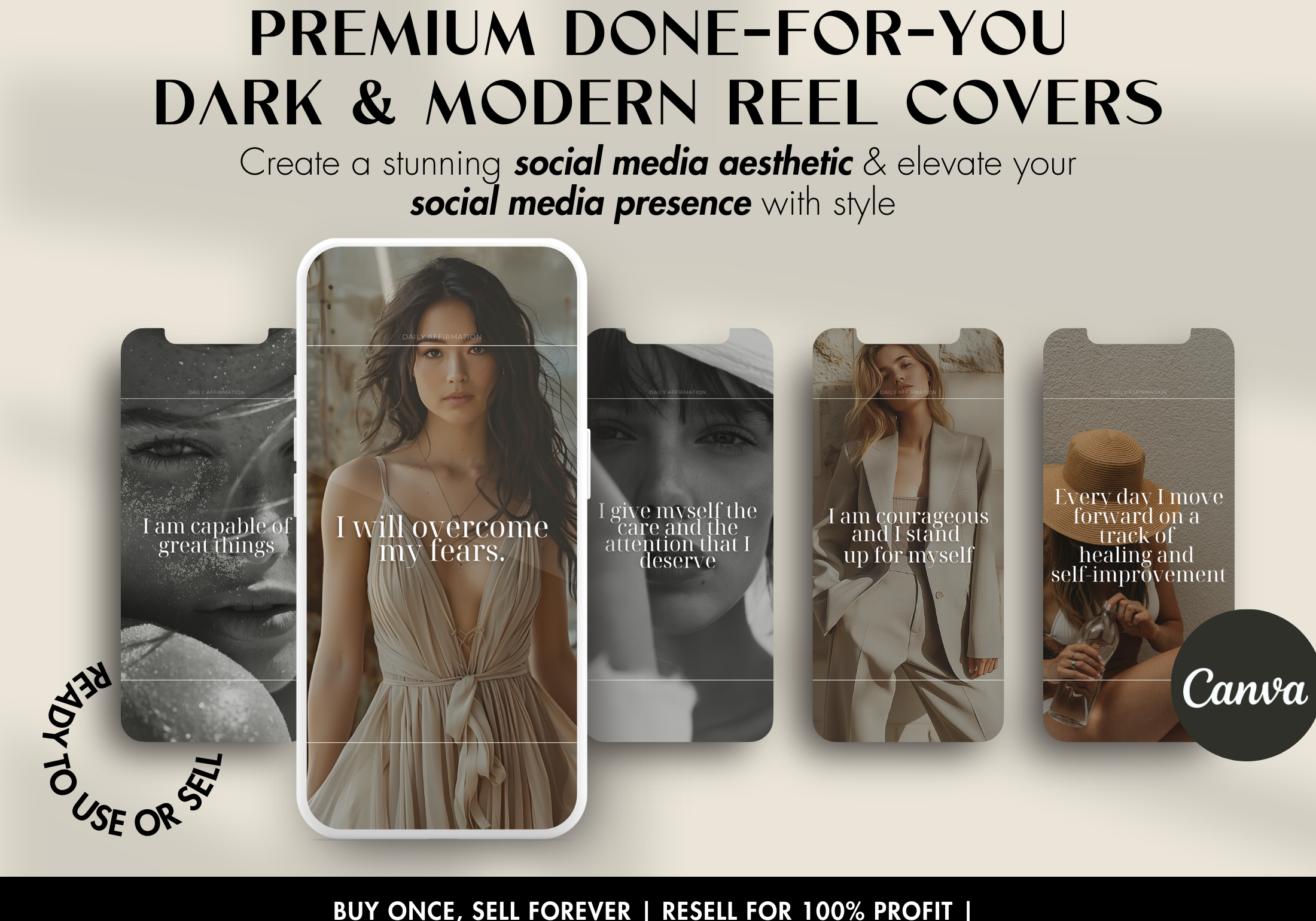 Promotional image highlighting the sleek and stylish design of the 70+ Positive Affirmations Instagram Stories, perfect for enhancing your social media presence.