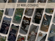 A visual of 30 reel covers from Reel Magic Vol. 1, featuring elegant and stylish designs for a luxury social media aesthetic.