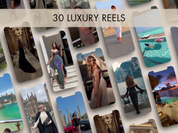 A collage showcasing luxury reels from Reel Magic Vol 2, featuring elegant women in various high-end settings.