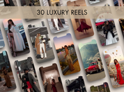 A preview of luxury-themed reels from Reel Magic Vol 3, highlighting high-end fashion and lifestyle moments in various glamorous settings.