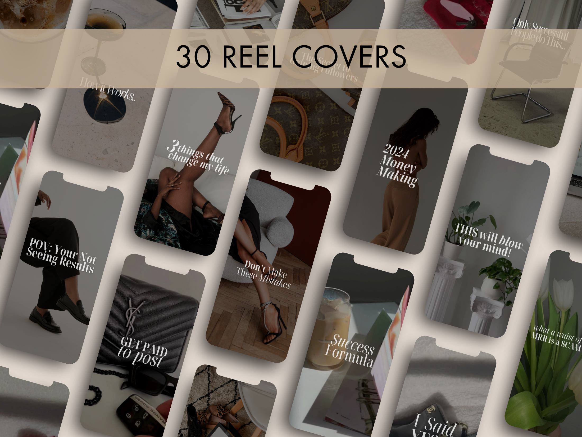 A set of stylish reel covers from Reel Magic Vol 3, curated to enhance the visual appeal and grab attention on social media platforms.