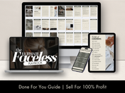 Display of 'Faceless Instagram Marketing Guide' on laptop, tablet, and mobile screens with detailed strategies and tools for Instagram marketing.