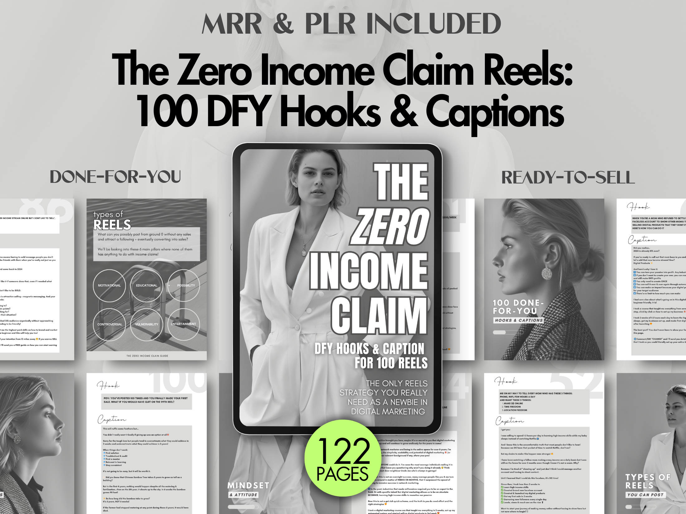 The Zero Income Claim Reels - 100 DFY Hooks & Captions