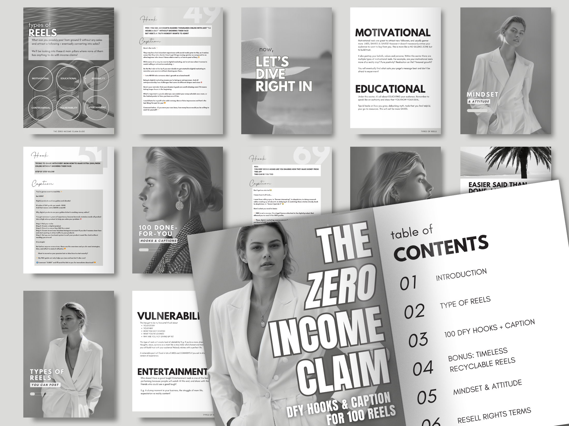 The Zero Income Claim Reels - 100 DFY Hooks & Captions