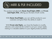 MRR and PLR rights description for Timeless Blue AI Stock Images, enabling resale and personalization.