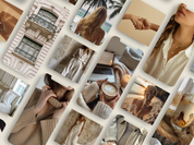 Grid view of the 210 Vanilla Stock Image Collection, featuring lifestyle and aesthetic images for social media.