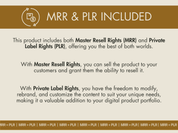 Details about the Master Resell Rights (MRR) and Private Label Rights (PLR) included with the "Bali Bliss Visuals" stock image collection.