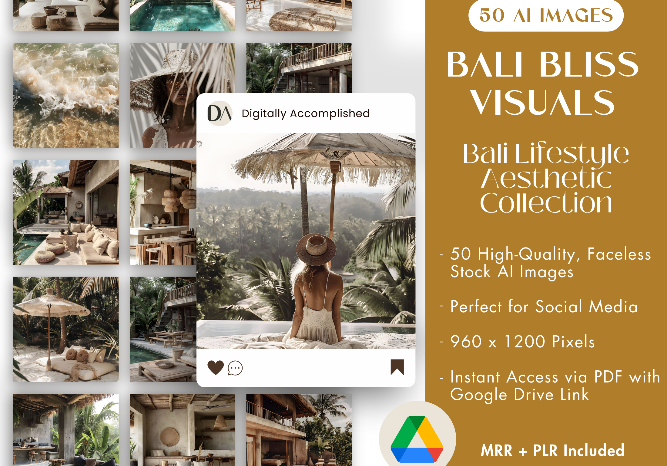 Cover image for the Bali Lifestyle Aesthetic Collection, featuring a relaxing poolside scene in a luxurious tropical villa