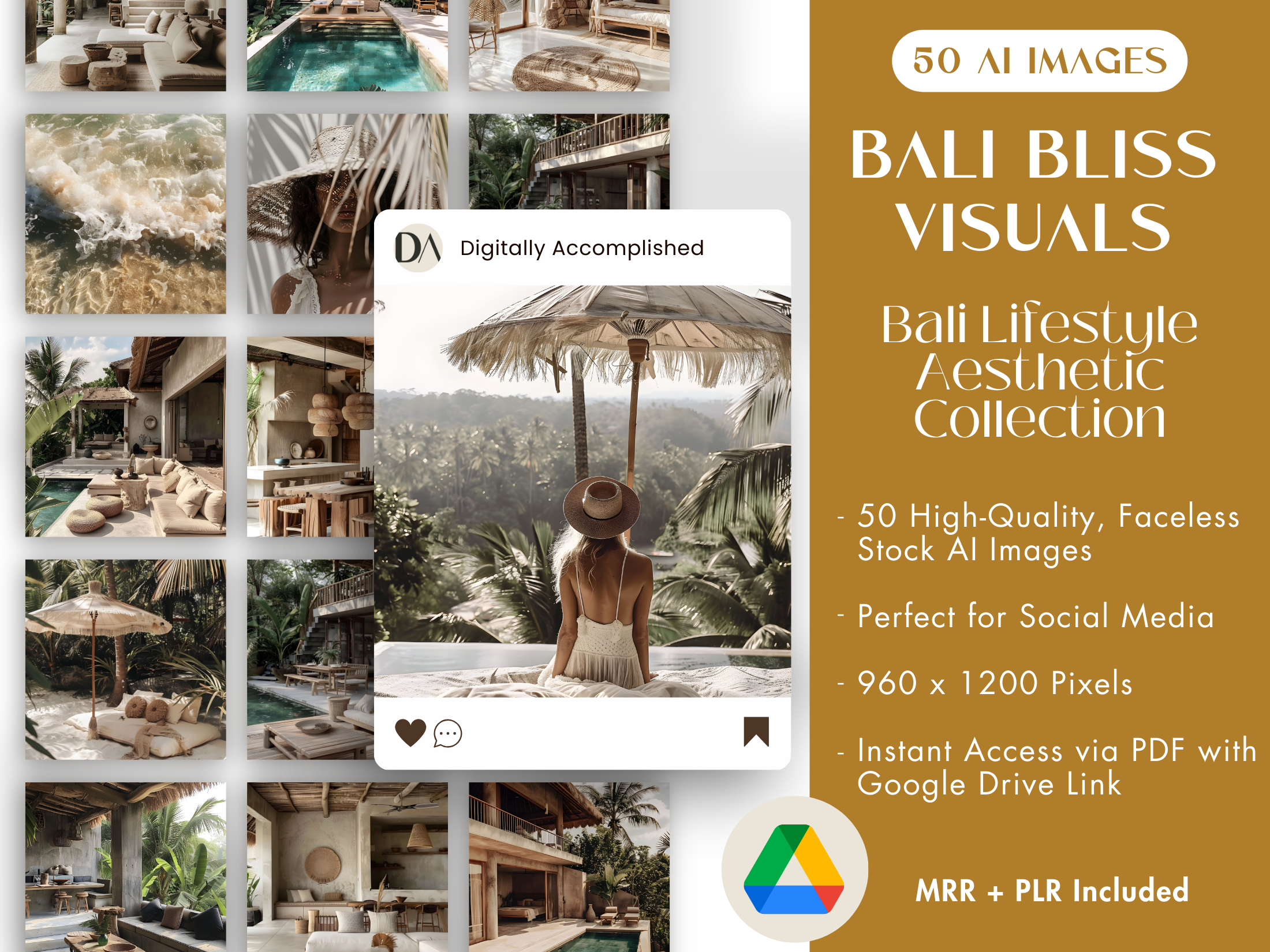 Cover image for the Bali Lifestyle Aesthetic Collection, featuring a relaxing poolside scene in a luxurious tropical villa