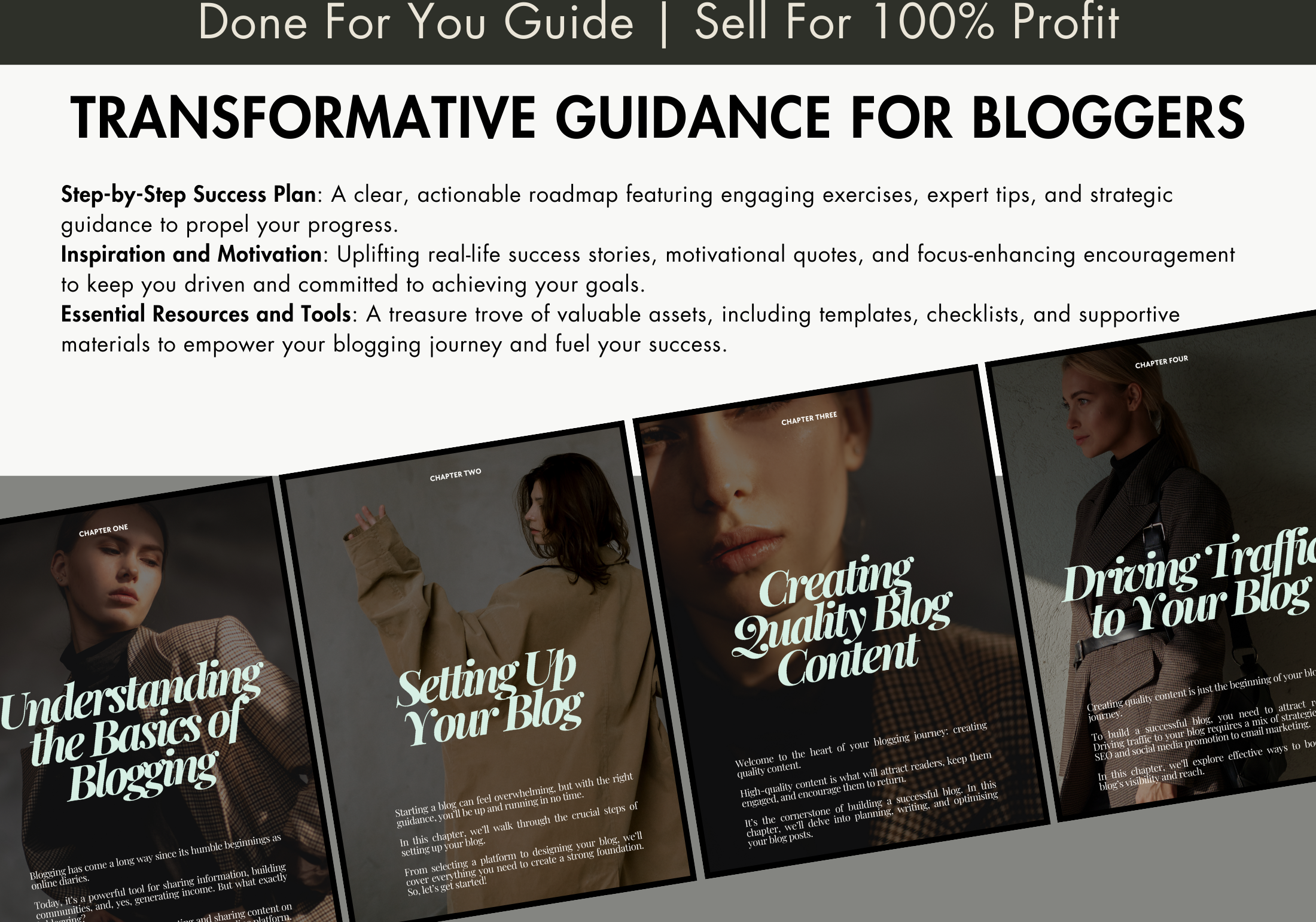 Generate Passive Income with Blogging - What's Included section outlining the guide’s features, including step-by-step guidance, templates, and essential resources