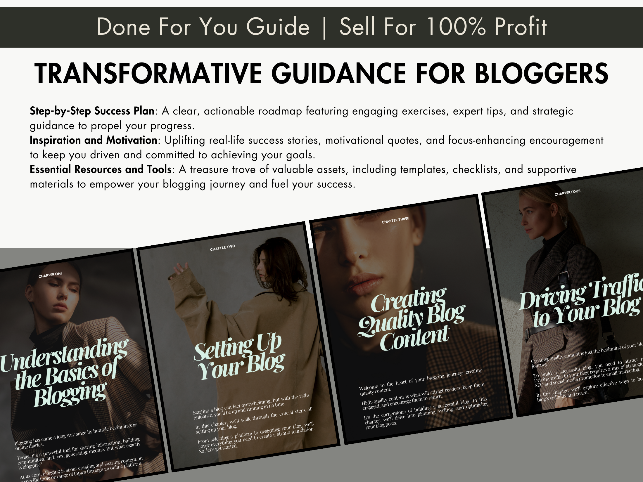 Generate Passive Income with Blogging - What's Included section outlining the guide’s features, including step-by-step guidance, templates, and essential resources