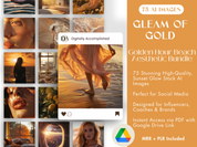 Cover image for the Gleam of Gold: Golden Hour Beach Aesthetic Bundle, showcasing sunset glow stock AI images ideal for social media.